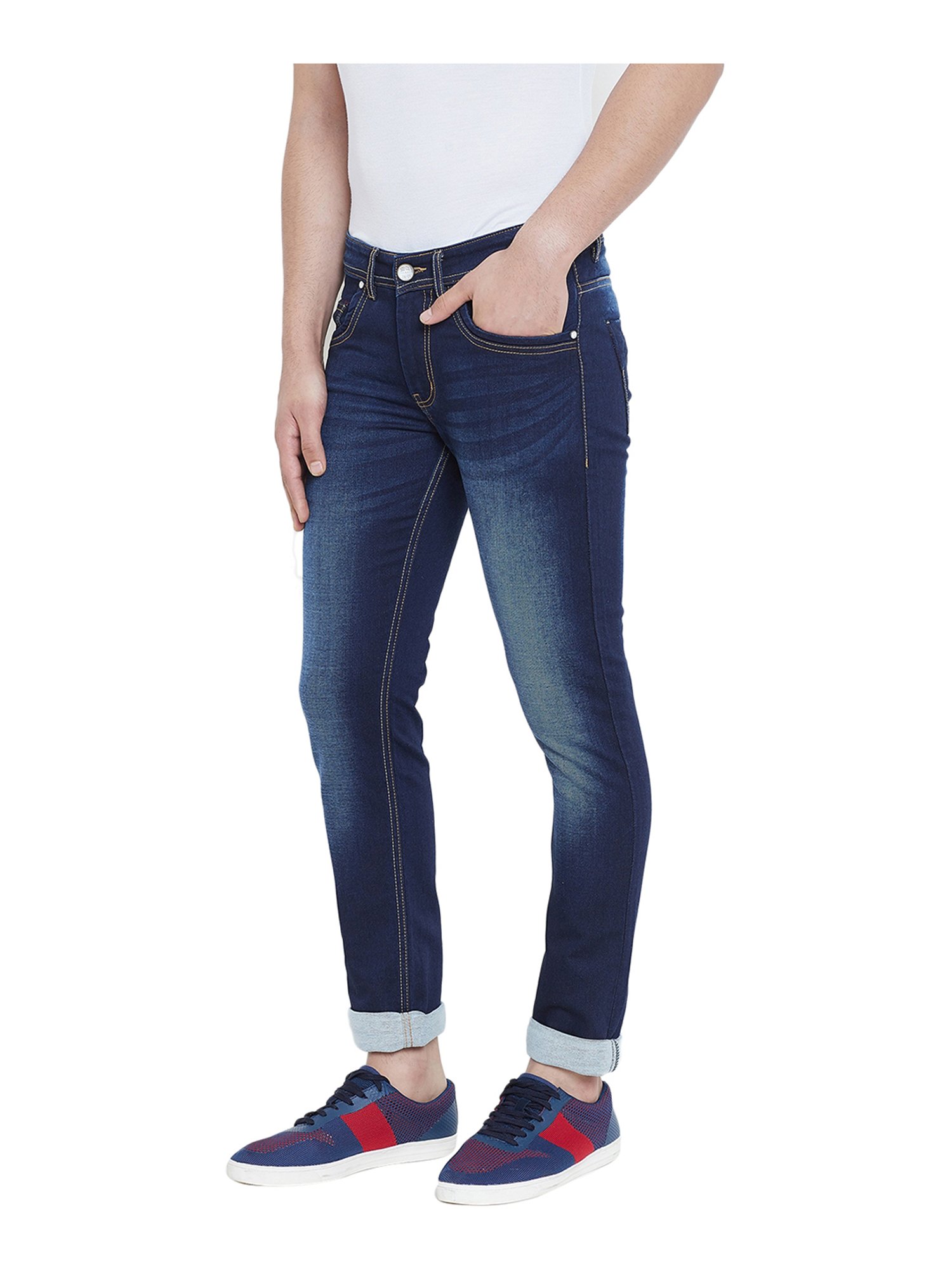 Duke Dark Blue Slim Fit Lightly Washed Jeans