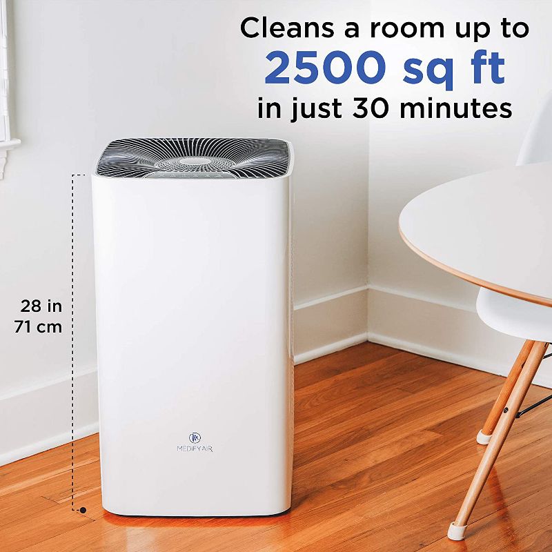 Medify Air MA-112 V2.0 Portable Large 5,000 Sq Ft Room Home Air Purifier w/ Medical Grade True H13 HEPA Filter Removes Pollen, Dust & Allergens, White