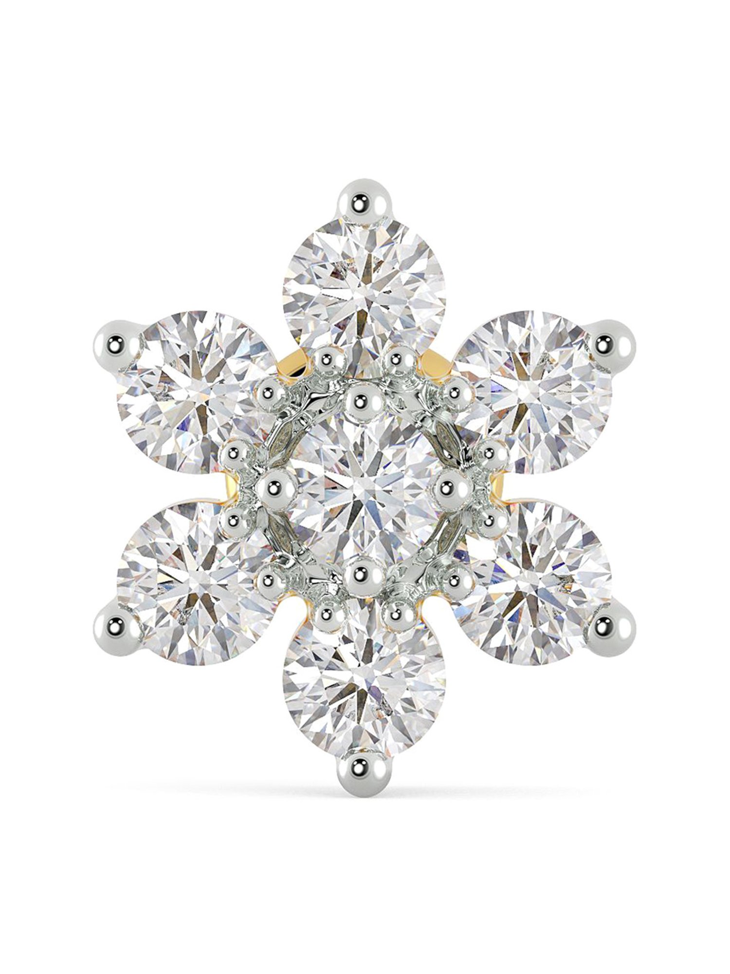 Malabar Gold and Diamonds 18k Gold & Diamond Mine Floral Nosepin for Women