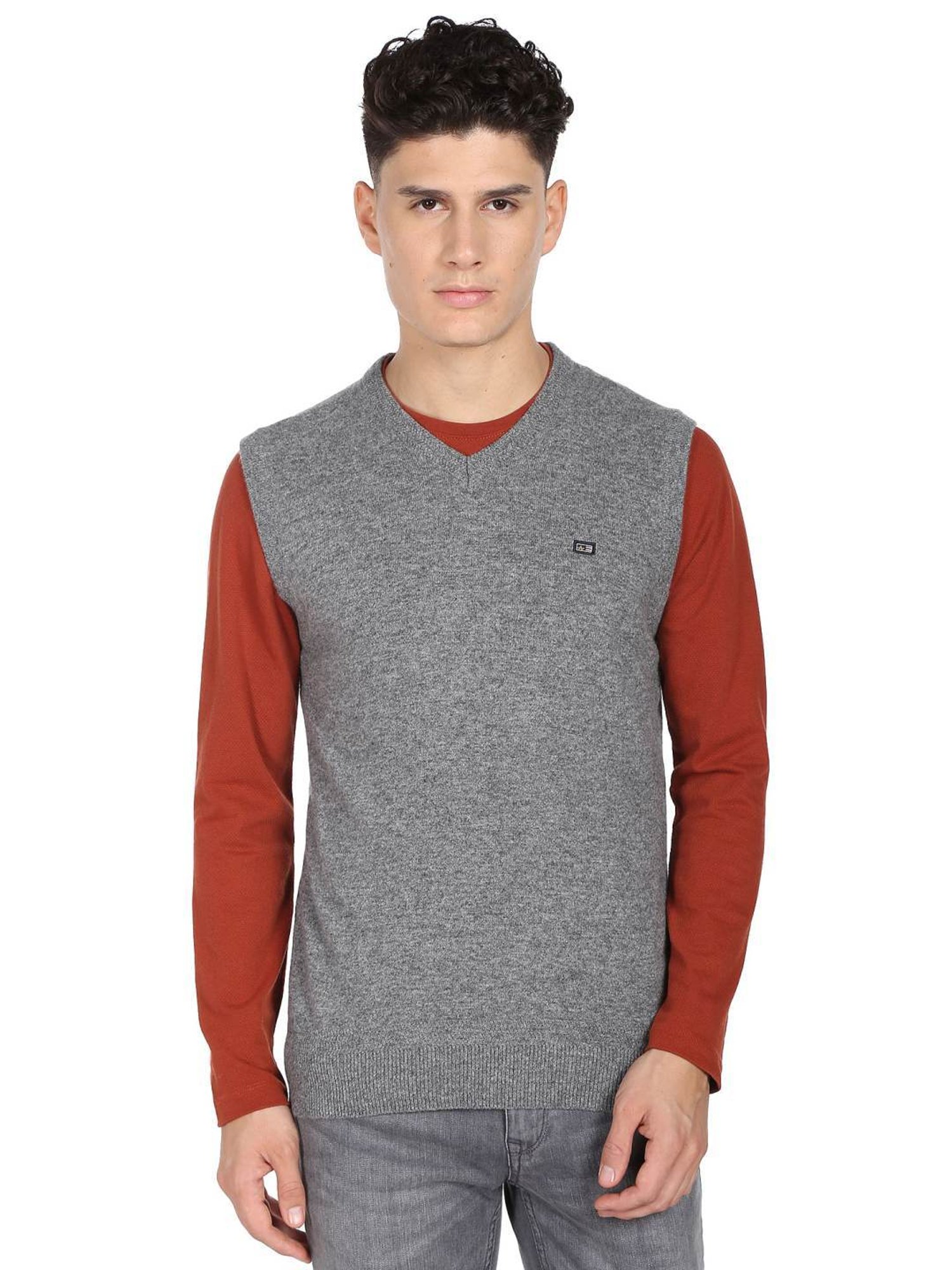 Arrow Sports Grey Regular Fit Sweater