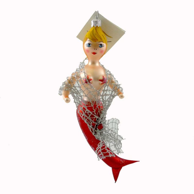 Laved Italian Ornaments Mermaid Red Ocean Fish Net  -  Tree Ornaments