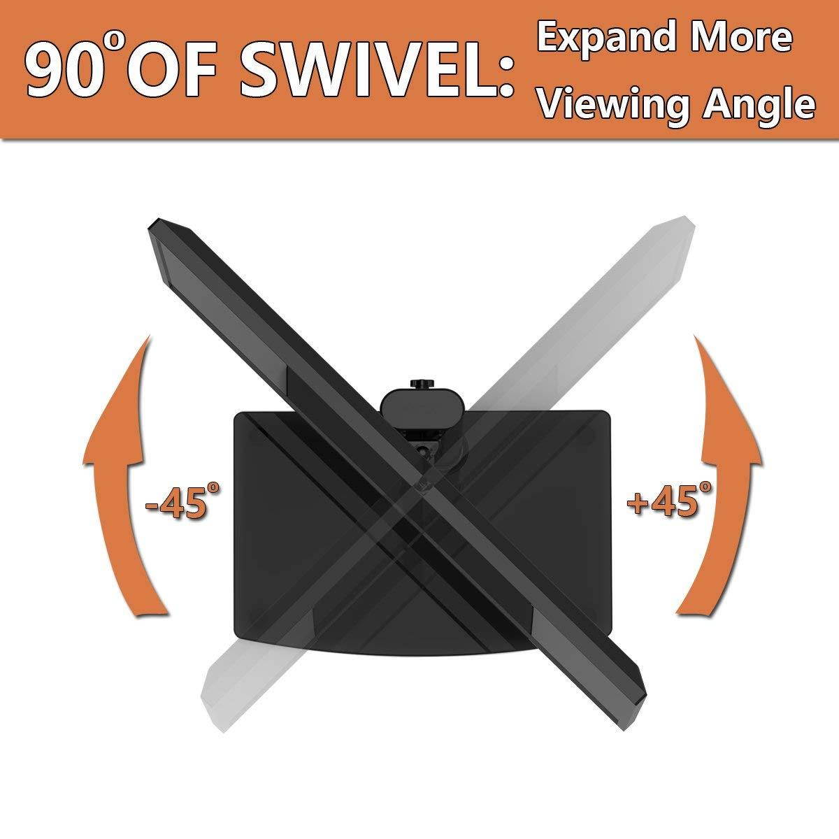 Universal Swivel TV Stand/Base Table Top TV Stand 19 to 39 inch TVs 90 Degree Swivel, 4 Level Height Adjustable, Heavy Duty Tempered Glass Base, Holds up to 99lbs, HT02B-001