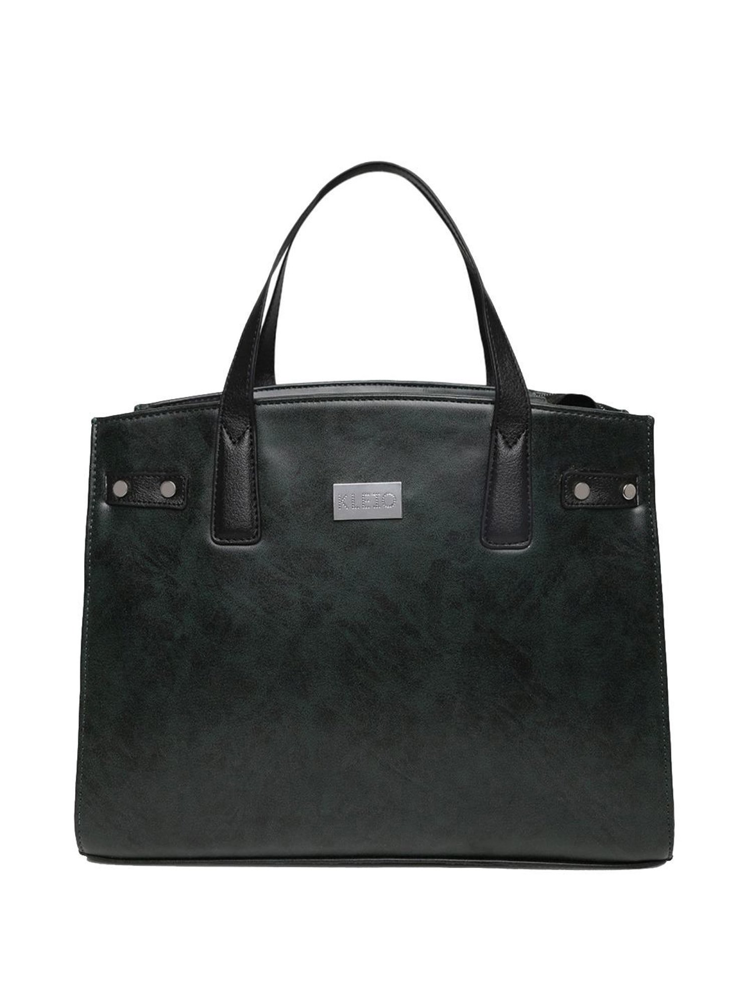 KLEIO Dark Green Solid Medium Handbag