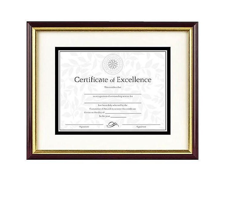 Dax Document/Certificate Frame w/Mat Plastic 11 x 14 8 1/2 x 11 Mahogany/Gold 2703S2RX