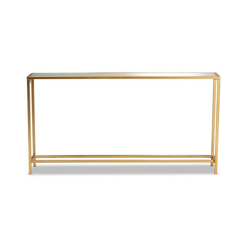 Alessa Glam Metal and Mirrored Glass Console Table Gold - Baxton Studio