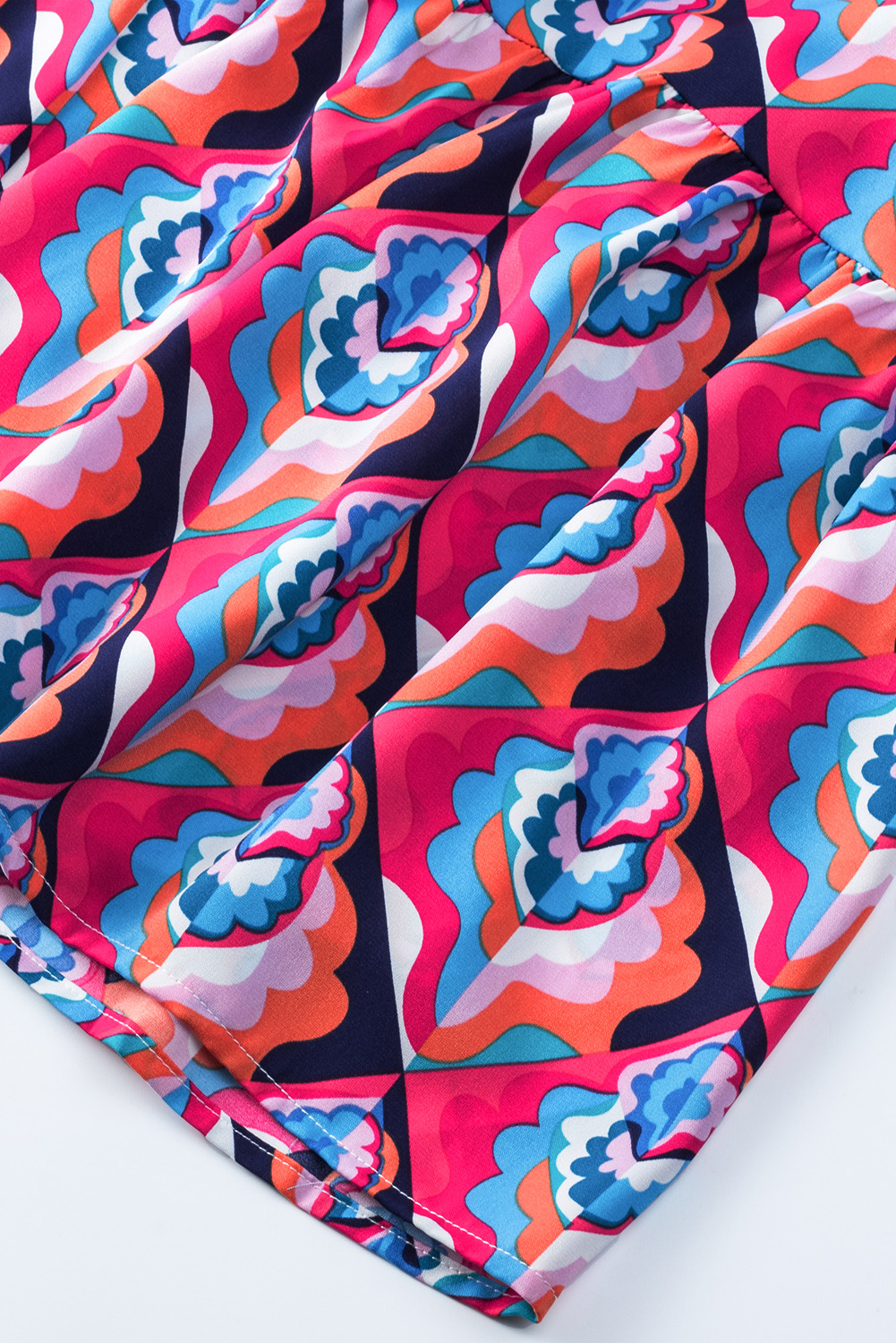 Multicolor Boho Floral Collared Long Sleeve Dress