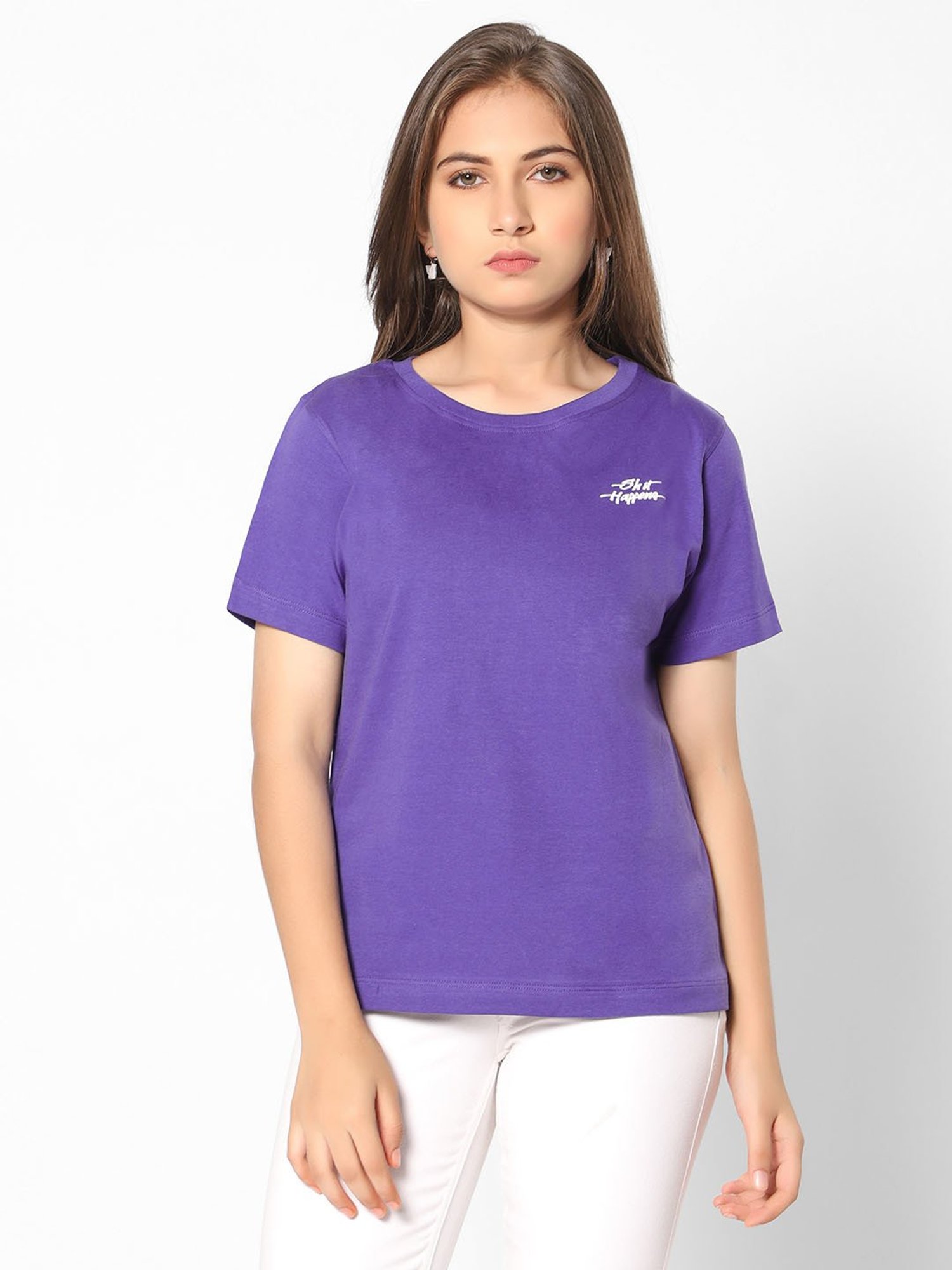 TeenTrums Girls Purple Solid T-Shirt