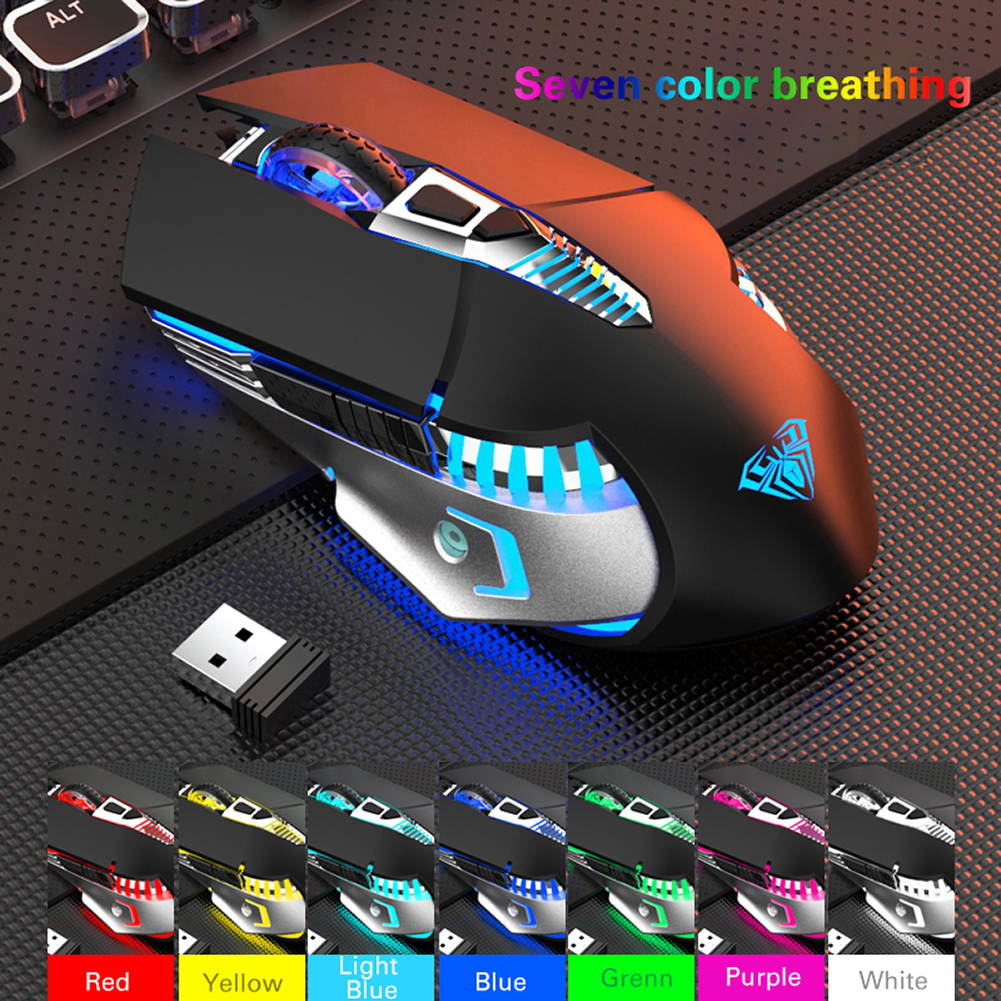 AULA SC200 Wireless Rechargeable Mouse 7 Buttons Bluetooth3.0/5.0 USB 3 Modes Optical Ergonomic Mouse Gamer for Desktop Laptop