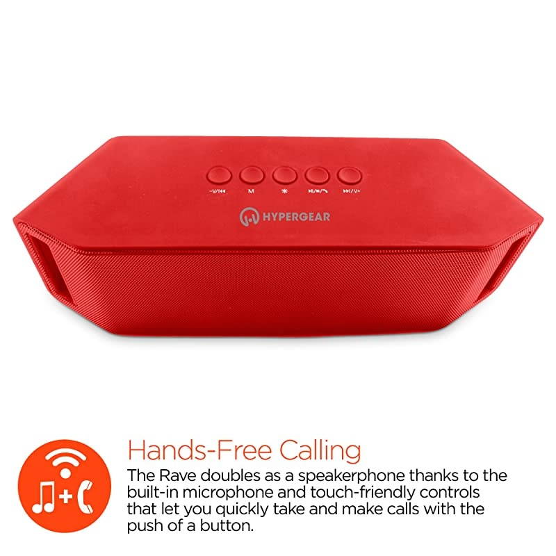 Portable Rave Wireless Stereo Speaker Plays Booming Sound With An Interactive Multicolored Light Show Builtin Speakerphone amp Builtin FM Radio Pair Any Bluetooth Device Up To 8 hrs Red