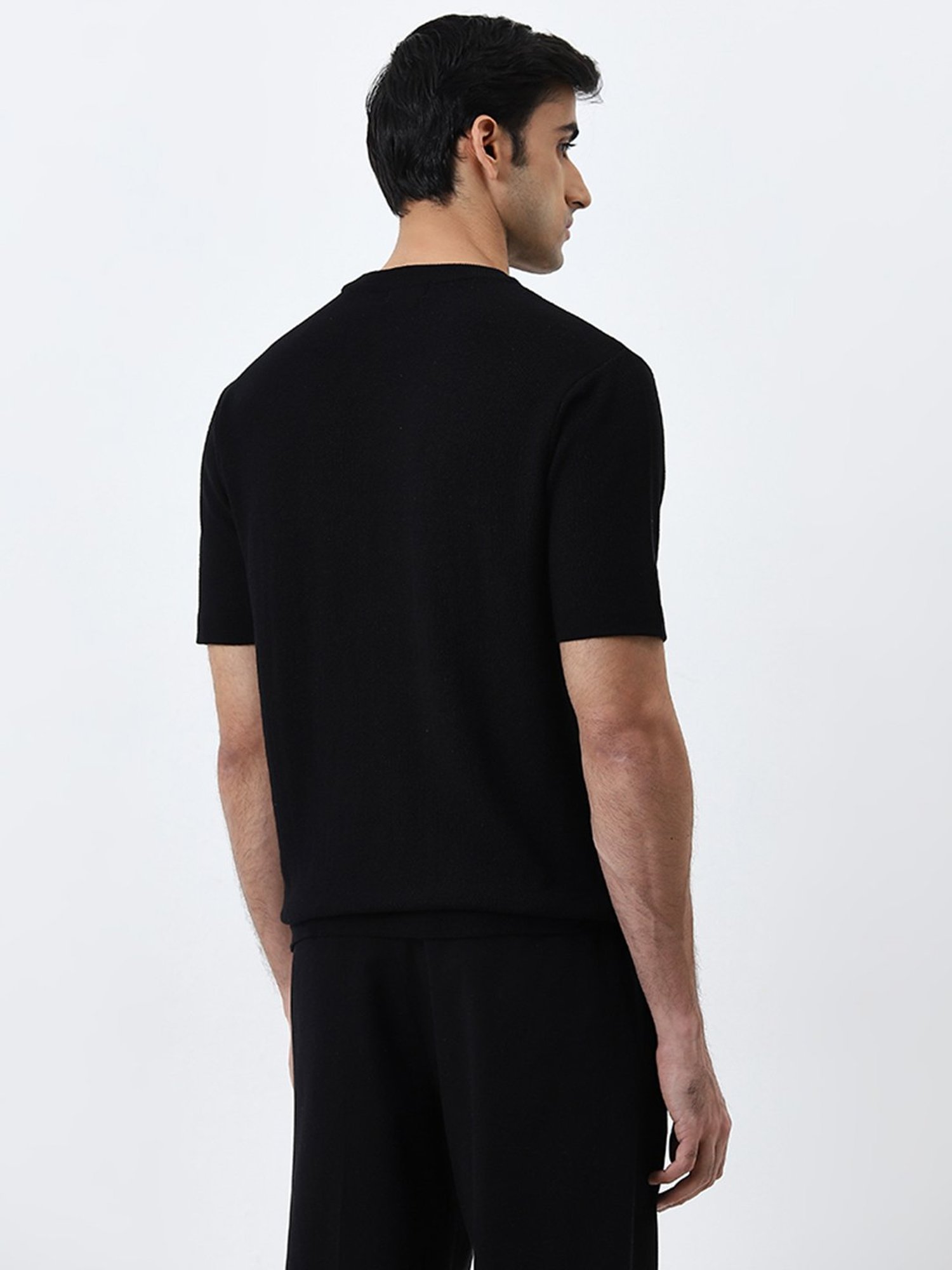 WES Formals by Westside Black Solid Slim-Fit T-Shirt
