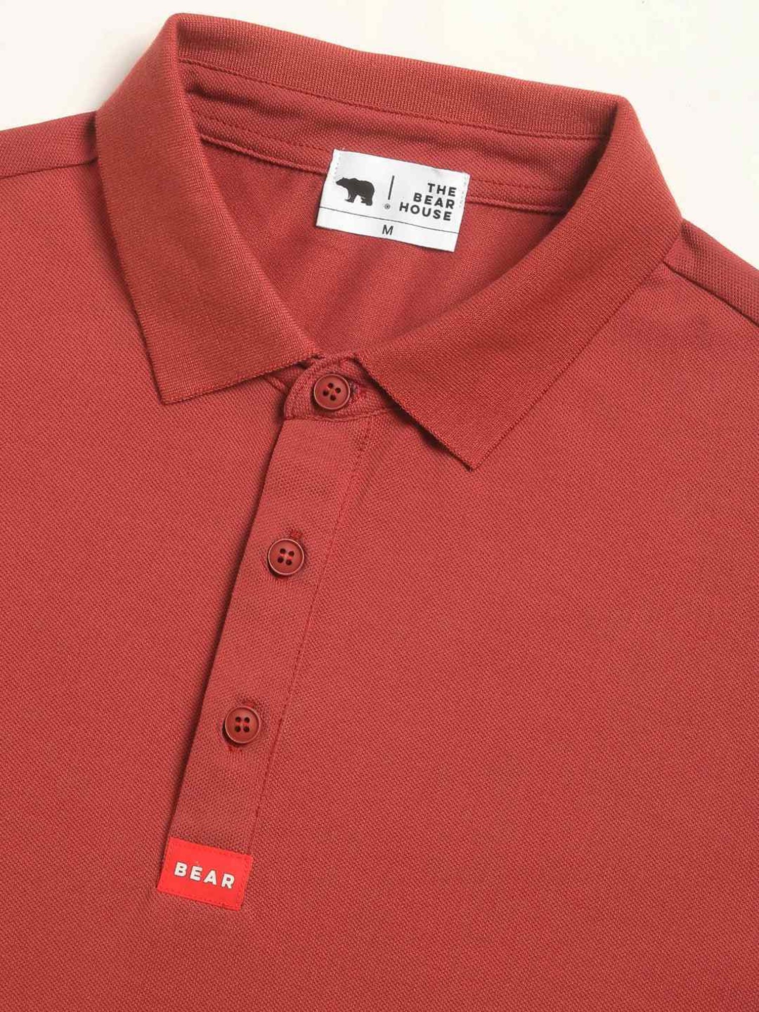 The Bear House Red Slim Fit Polo T-Shirt