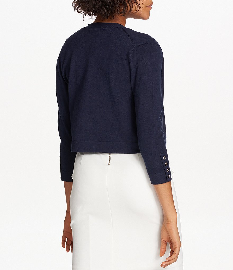 Alex Marie Rosa 3/4 Sleeve Button Front Round Neck Cardigan