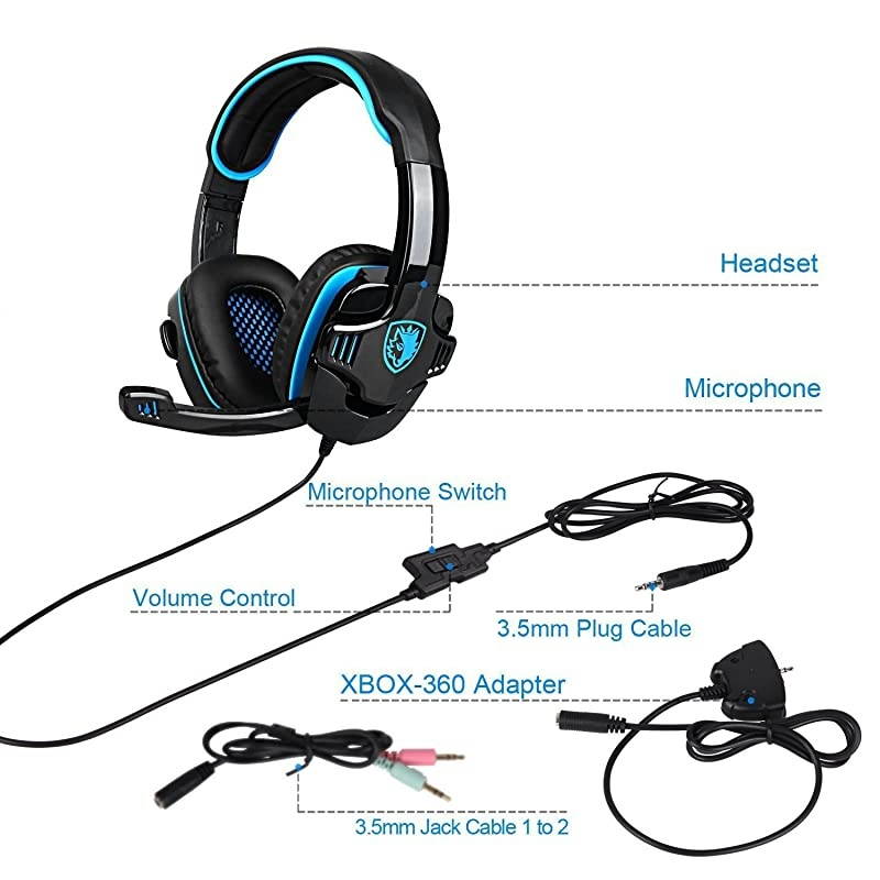 Stereo Gaming Headphone  SA708GT PS4 Gaming Headphone with Microphone Blue