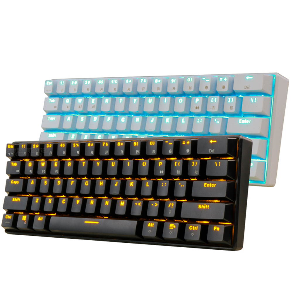Mechanical Keyboard, RK61 Wired / Wireless Bluetooth 61 Keys LED Backlit USB Ergonomic Quickfire Keys Waterproof Gaming Keyboard with Full Anti-ghosting Keys  Rechargea Lithium Battery for Gamers