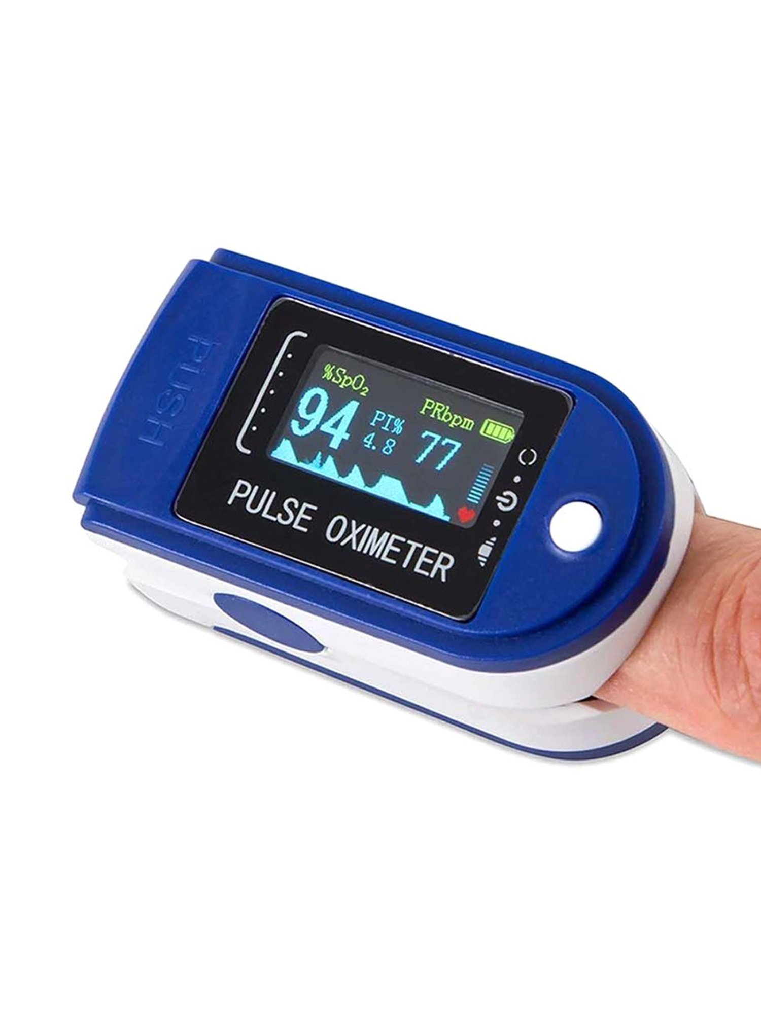 HomePro Fingertip Pulse Oximeter with OLED Display - Pack of 2 (White/Blue)