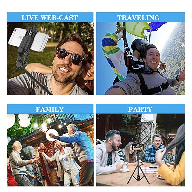 Stick Tripod, 51" Extendable Tripod Stand with Cell Phone Mount Holder & Wireless Remote,Compatible with iPhone 11,11 pro,Xs,X,8,7,6 Plus,Samsung Galaxy S9,S8,S7 Plus,Note 8, Gopro,More