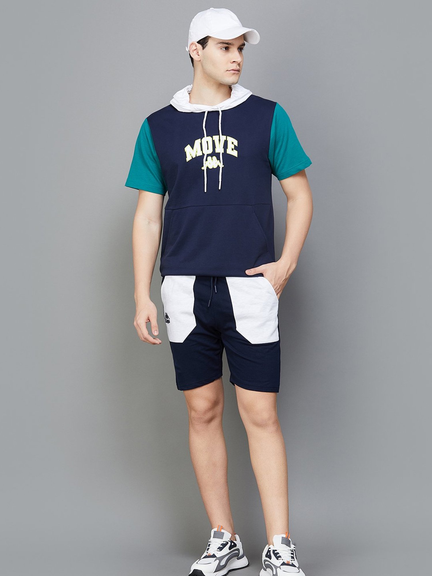 KAPPA Navy & White Regular Fit Shorts