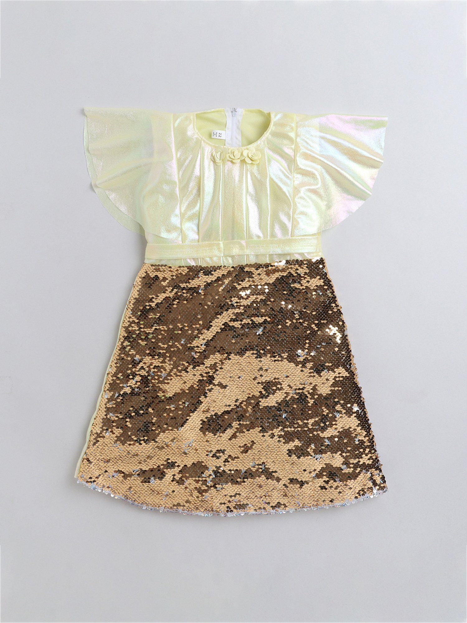Many Frocks Kids Yellow & Gold Embellished Dress