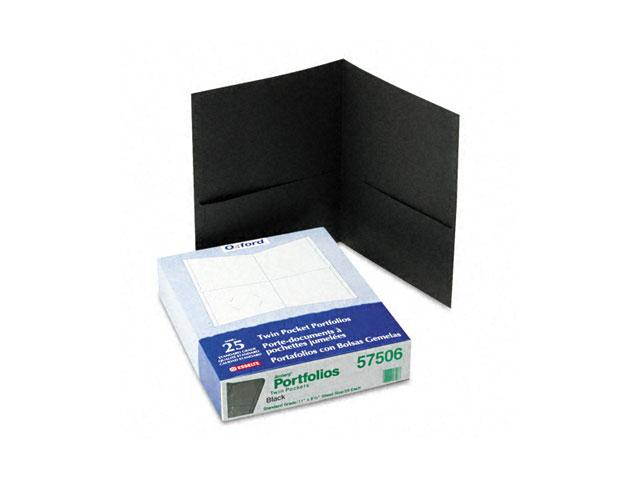 Oxford 57506 Twin-Pocket Portfolio, Embossed Leather Grain Paper, Black