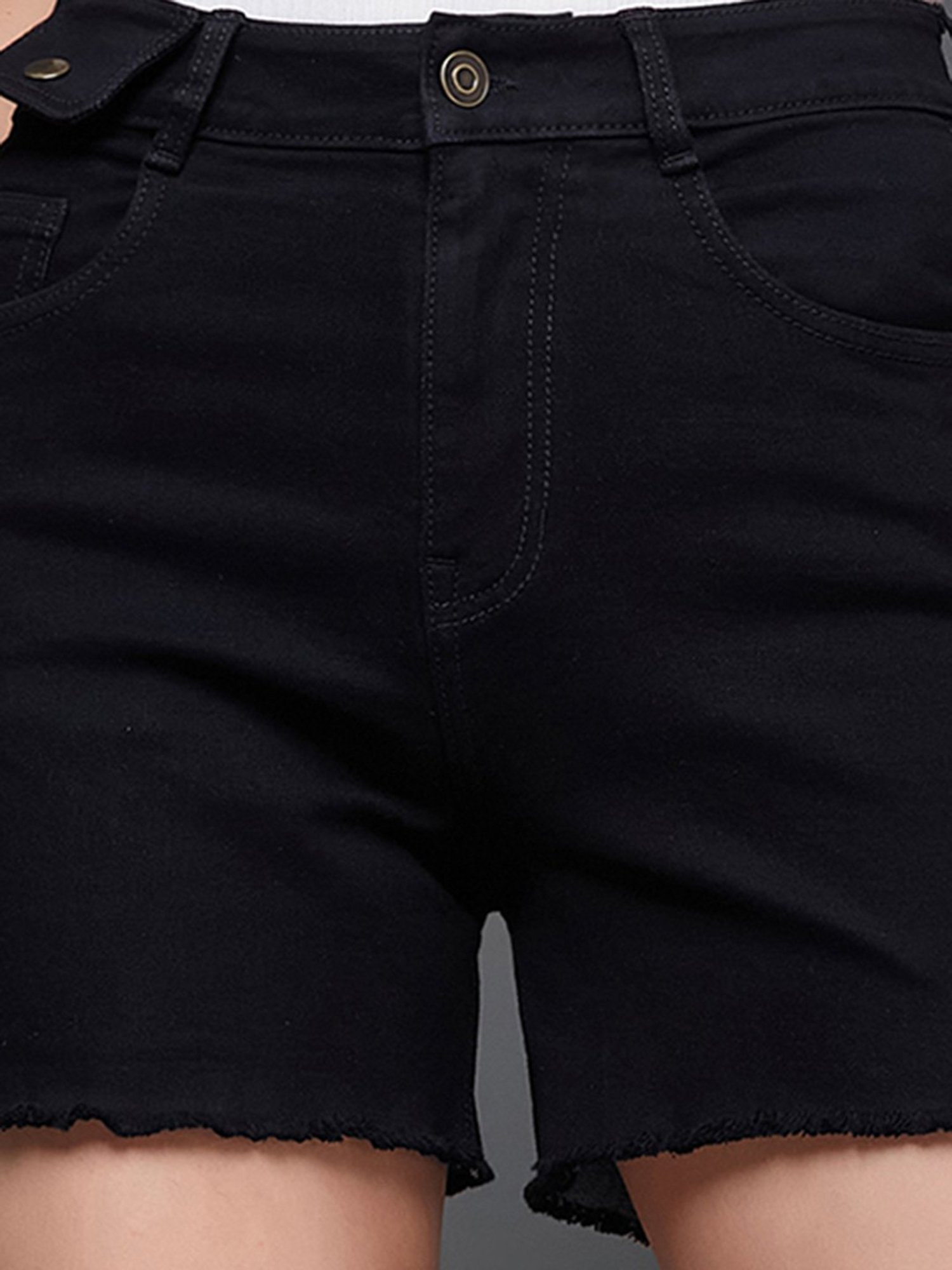 Miss Chase Black Denim Relaxed Fit Shorts