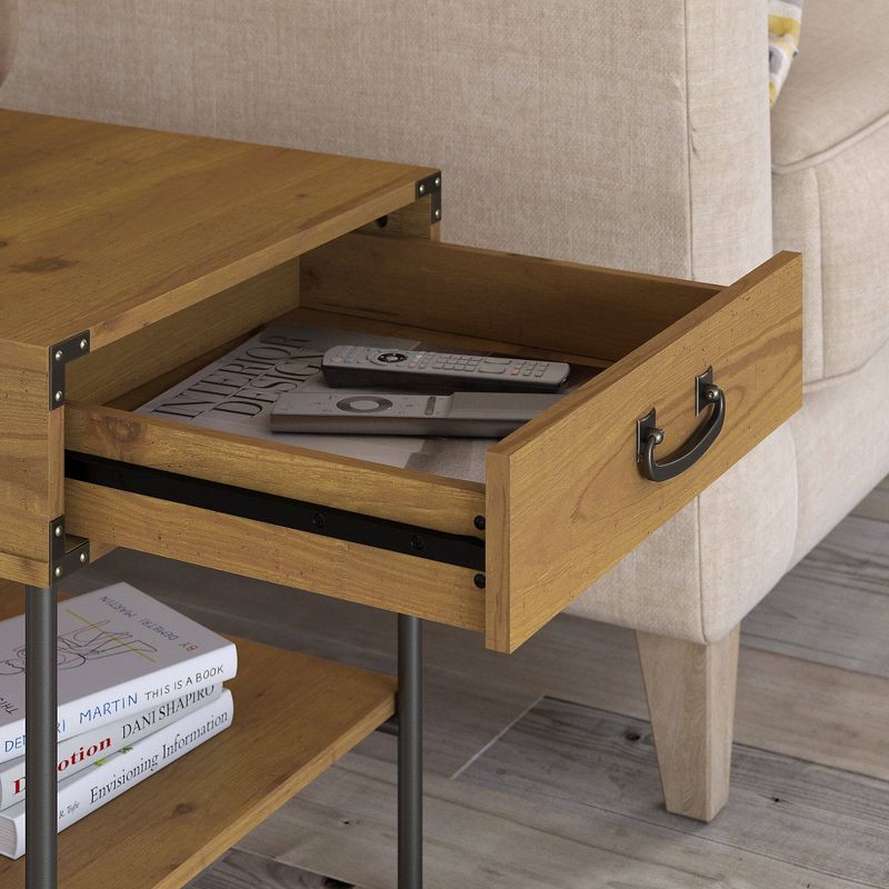 Set of 2 Ironworks End Tables Vintage Golden Pine - Kathy Ireland Home