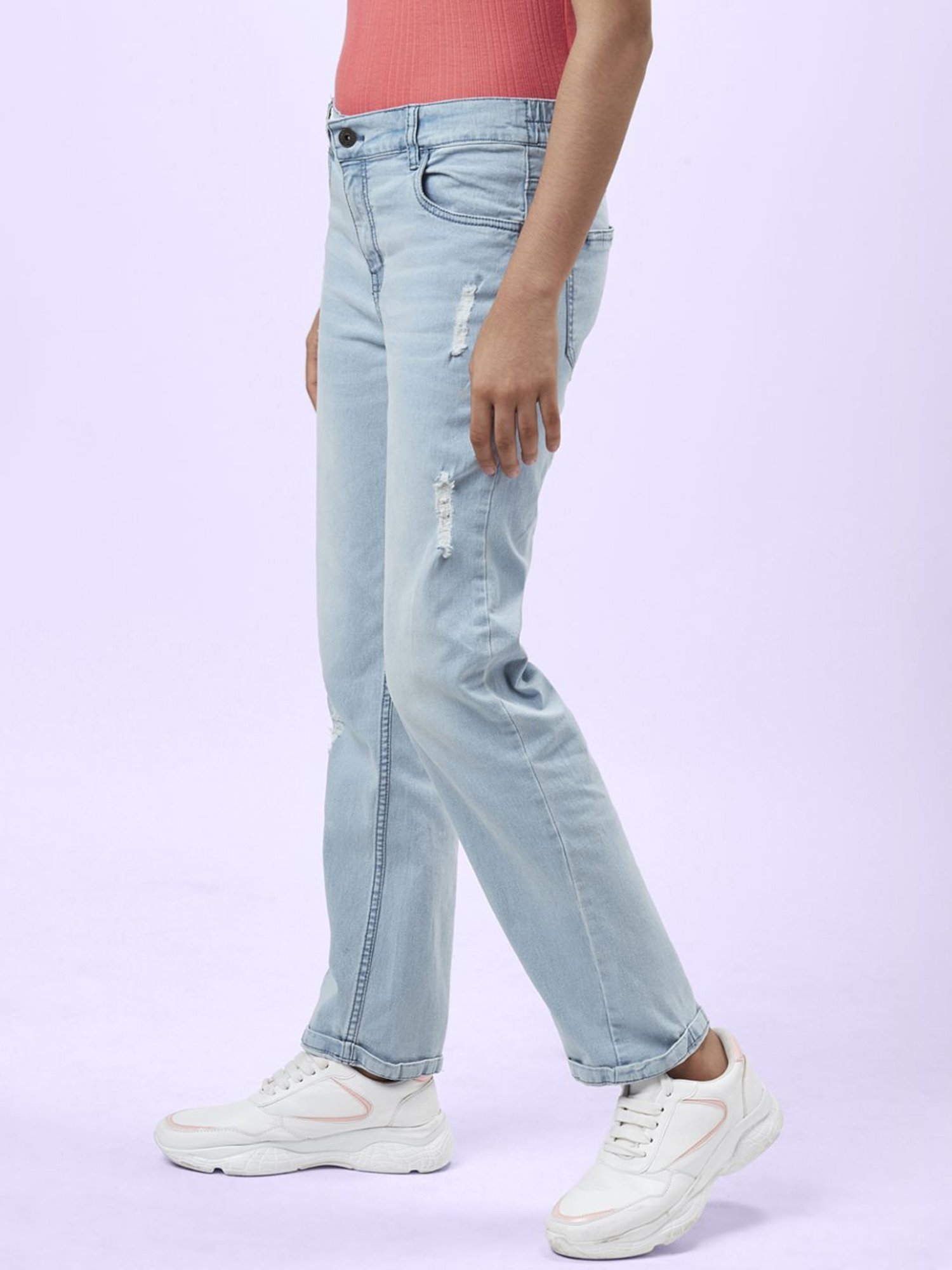 Coolsters by Pantaloons Girls Blue Cotton Distressed Jeans