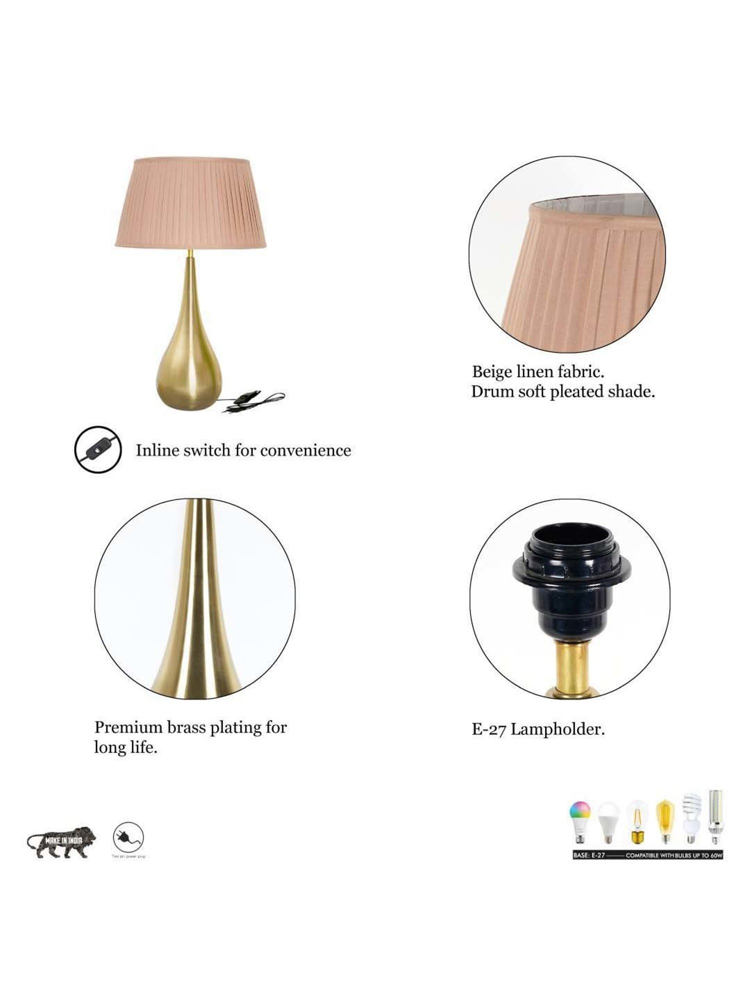 DecorativeRay Red PVC Study Table Lamp - Set of 1