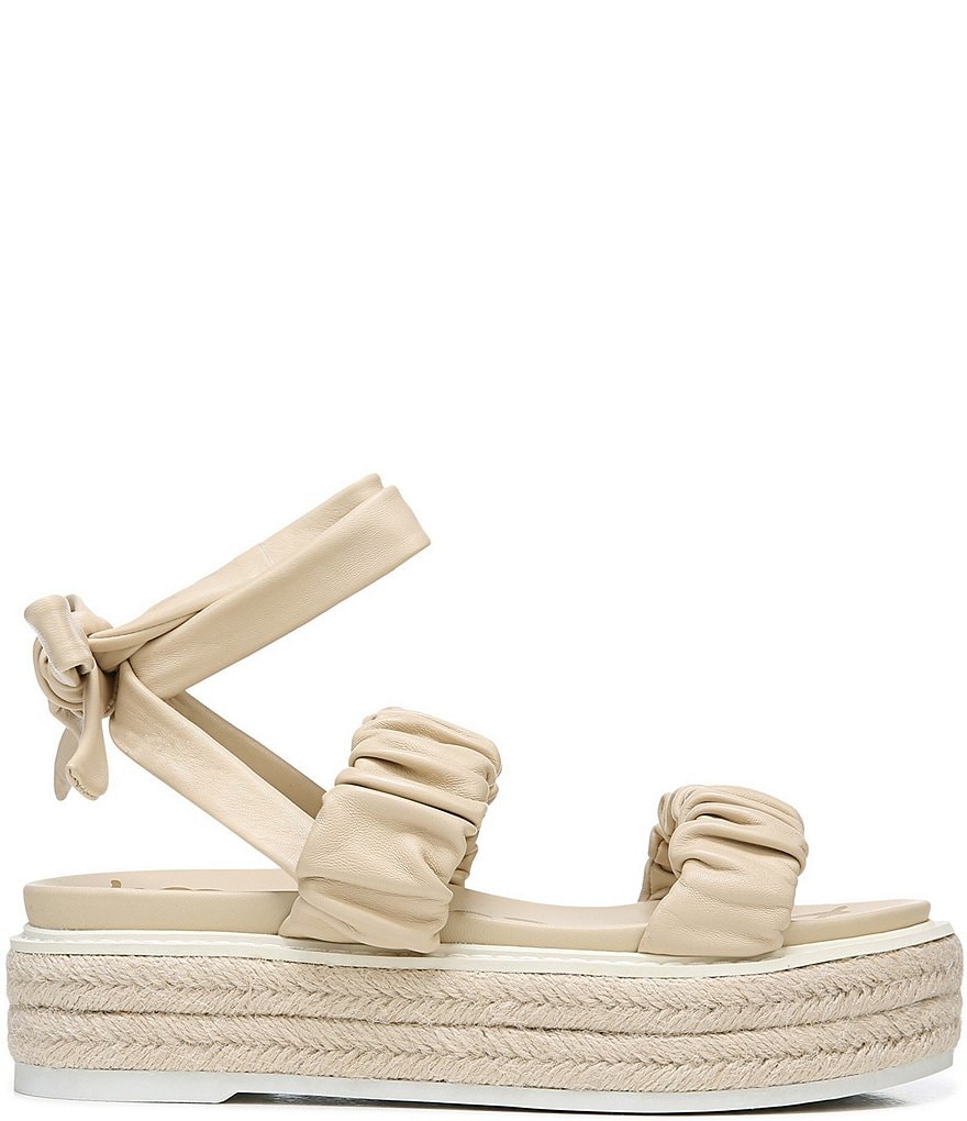 Sam Edelman Kerin Ruched Leather Espadrille Platform Sandals