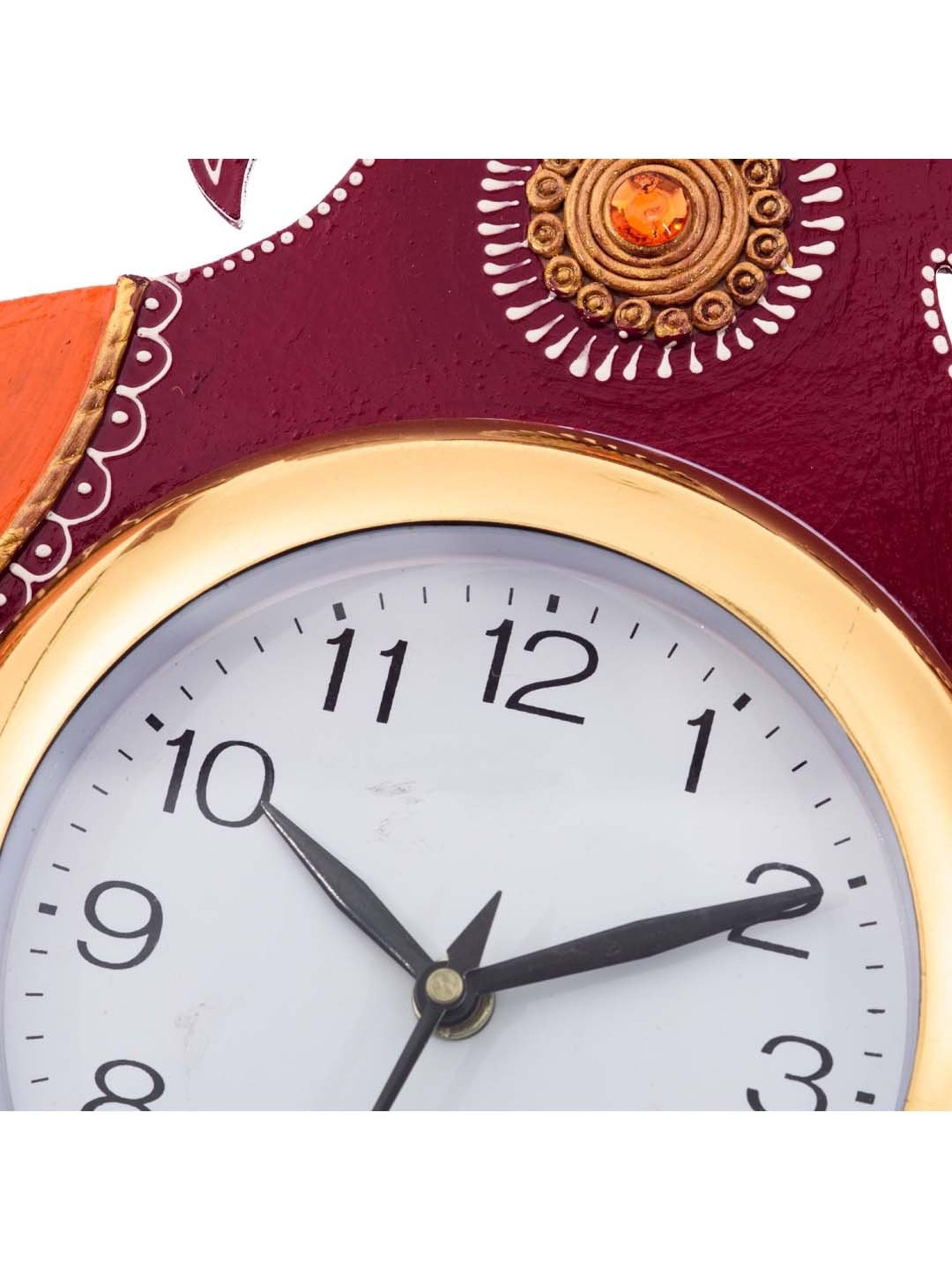 eCraftIndia Handcrafted Papier-Mache 2 Peacocks Decorative Wall Clock