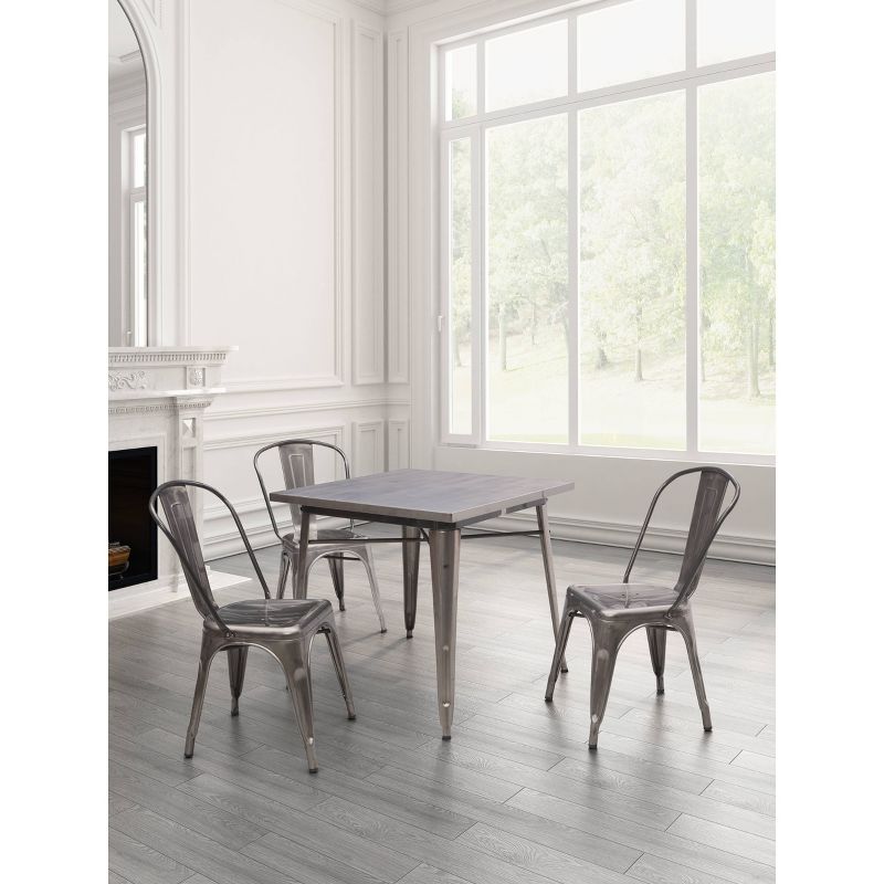 Set of 2 Industrial Style Metal Dining Chairs Gunmetal - ZM Home