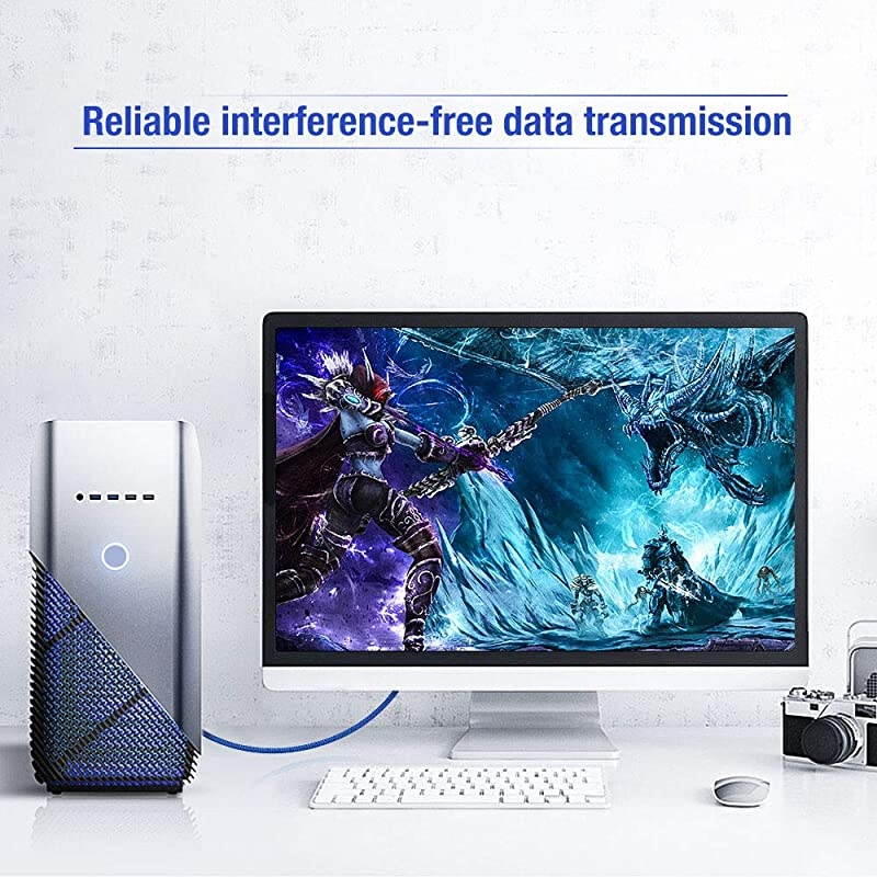 DisplayPort Cable 4K DP Cable Nylon Braided 4K60Hz2K144Hz Display Port Cable Ultra High Speed DisplayPort to DisplayPort Cable 66ft for Laptop PC TV etc Gaming Monitor CableBlue