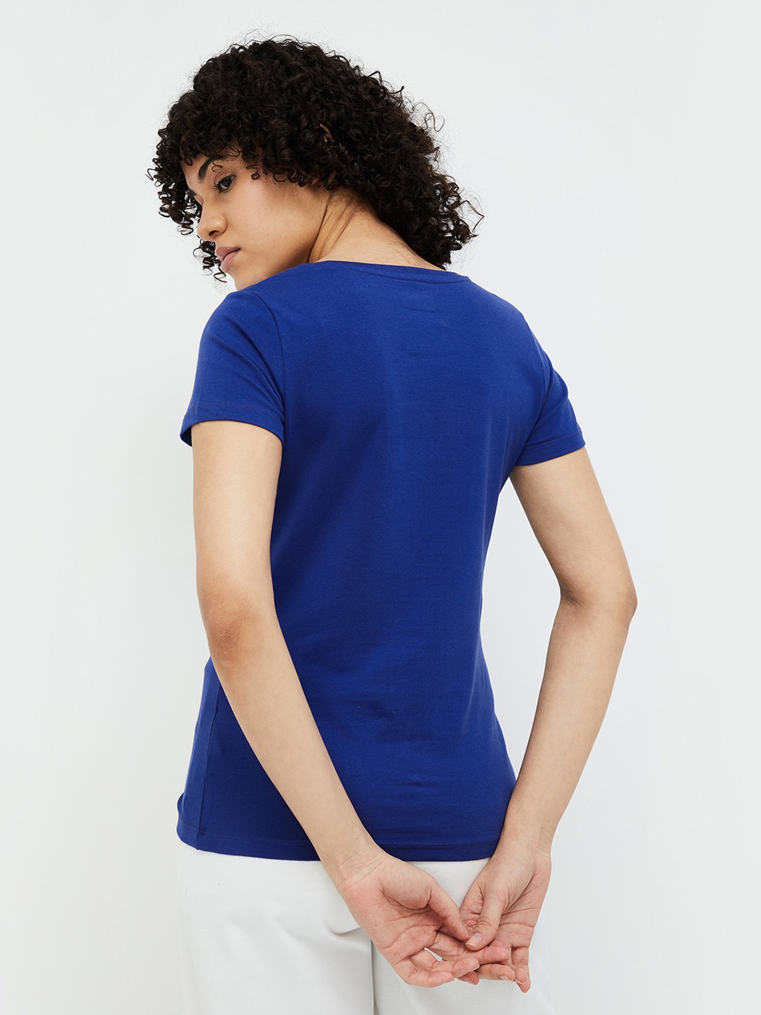 KAPPA Blue Cotton Graphic Crop T Shirt