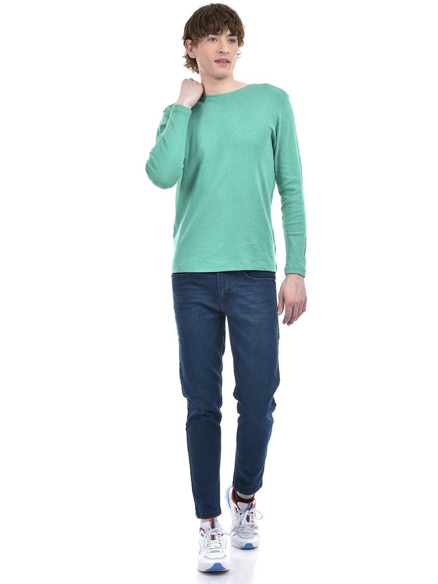 Numero Uno Green Cotton Regular Fit T-Shirt