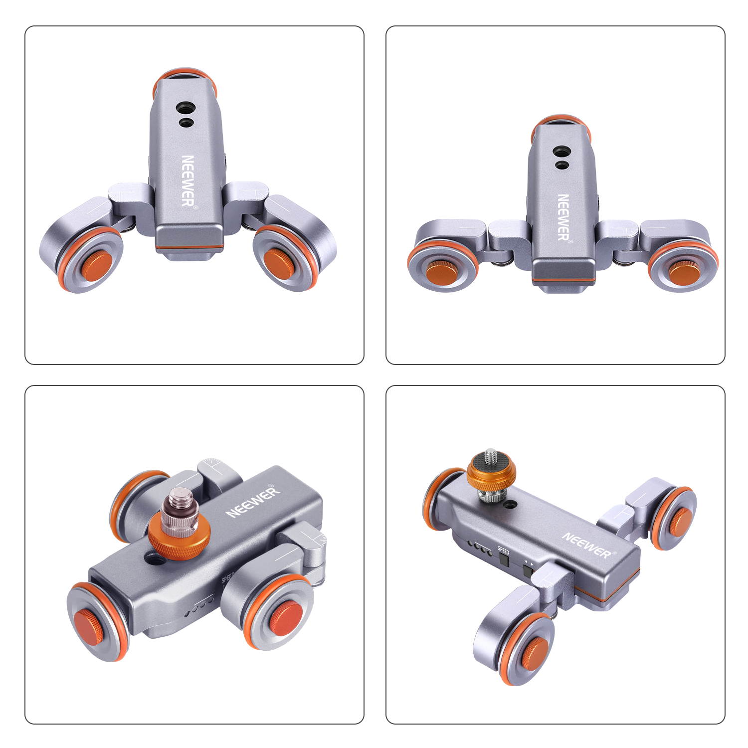 Neewer 3-Wheels Wirelesss Camera Video Auto Dolly, Motorized Electric Track Rail Slider Dolly Car with Remote, 3 Speed Adjustable for DSLR Camera Camcorder GoPro iPhone Android Phones (Silver)