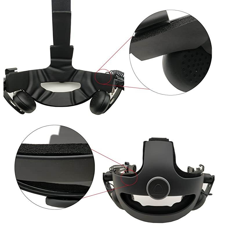 2 Pack  Leather Sponge Cushion Replacement Compatible for HTC Vive HTC Vive Pro VR Deluxe Audio Strap Washable Flexible with Easy Installation