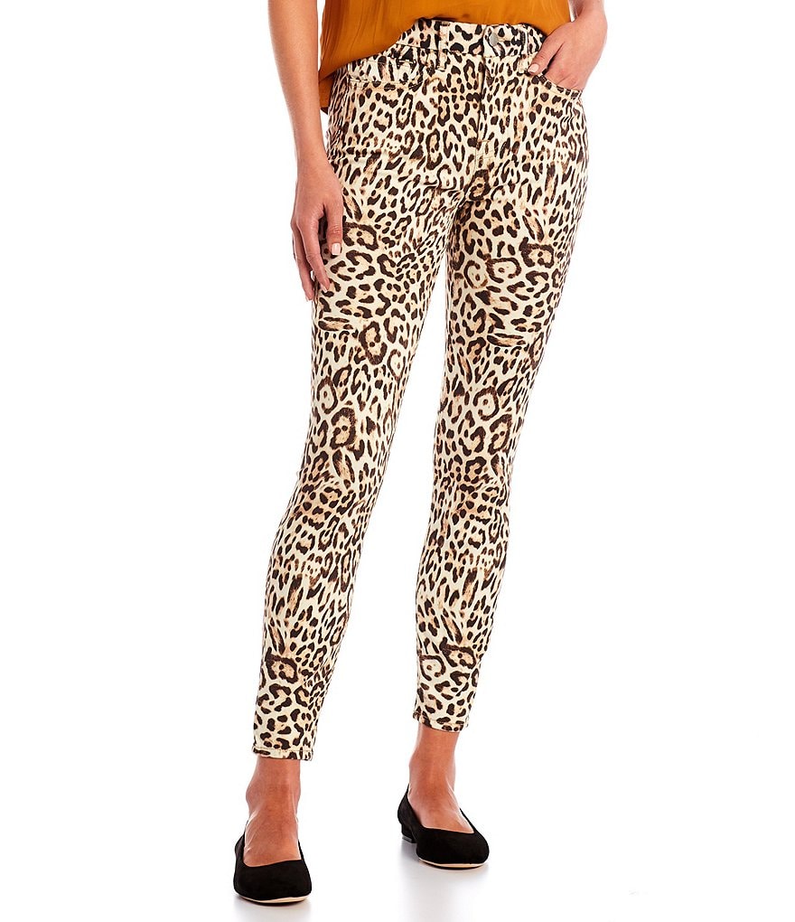 JEN7 by 7 for All Mankind Painterly Leopard Print Stretch Denim Ankle Skinny Jeans