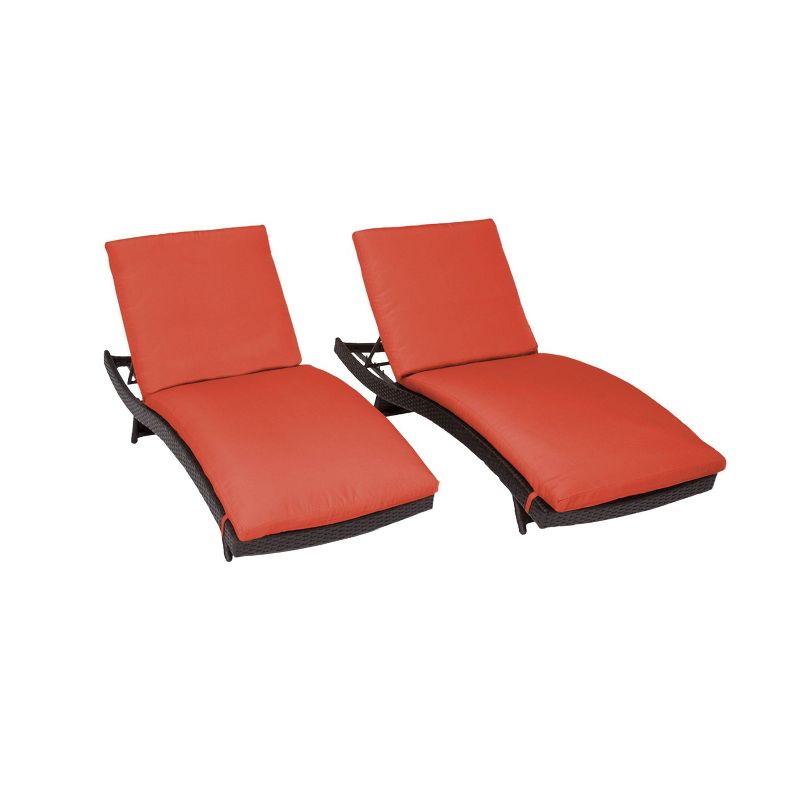 Bali 2pk Patio Chaise Lounges with Cushions - Tangerine - TK Classics