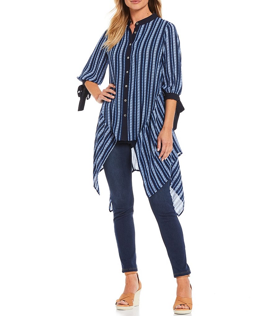 Eva Varro Animal Print Knit Jersey 3/4 Slit Sleeve Tunic