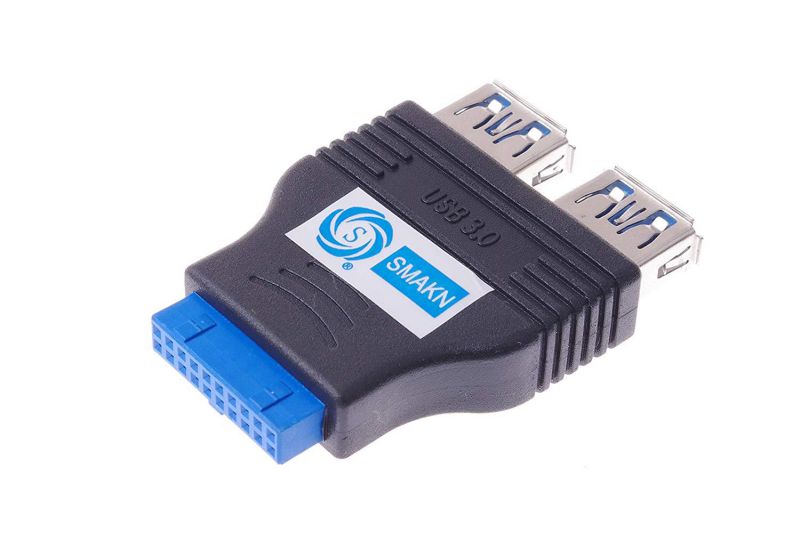 SMAKNA 2 Ports USB 3.0 Female to Motherboard 20pin Housing Extension Adapter