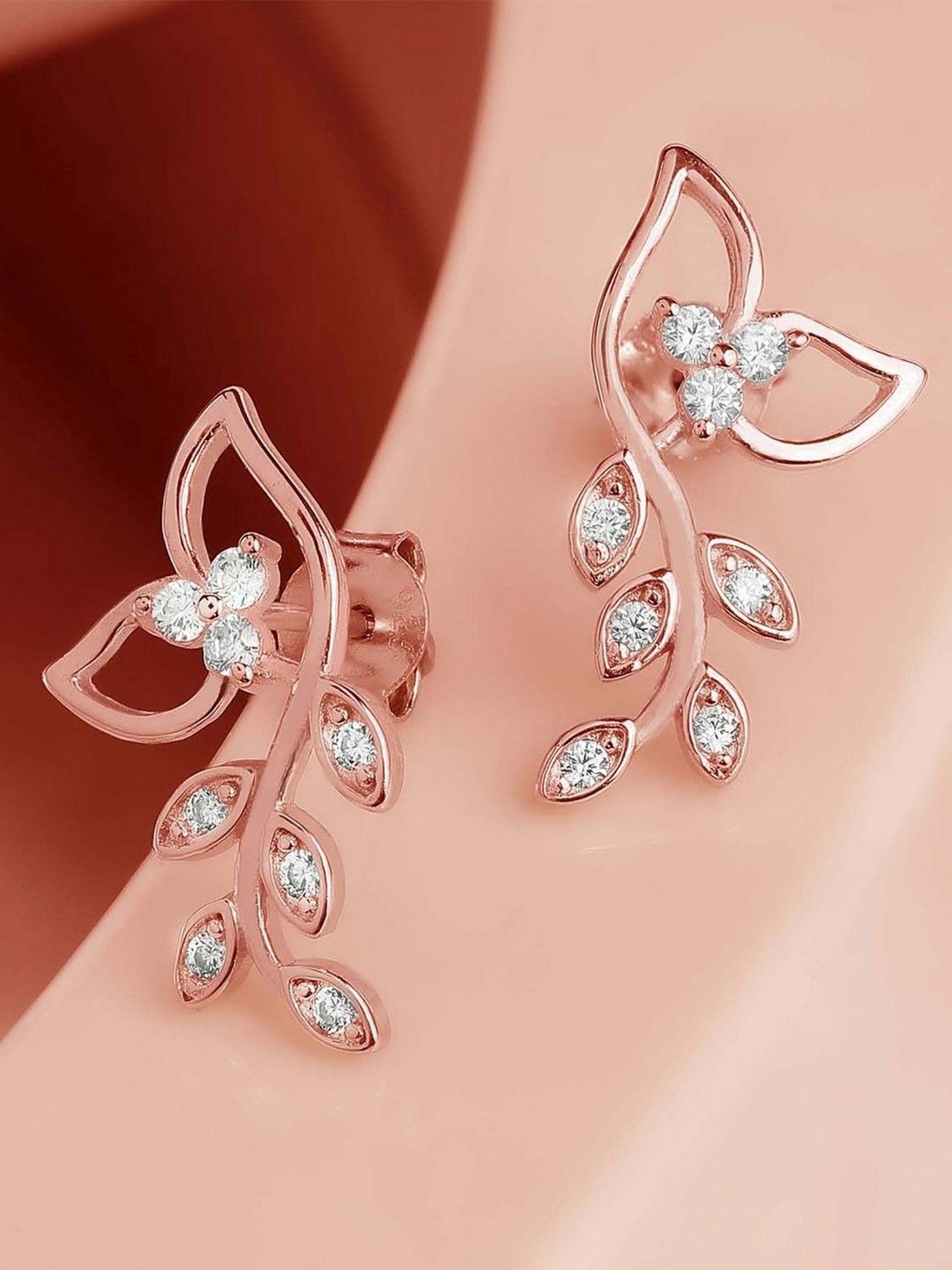 Zavya 92.5 Sterling Silver Leaf Shaped Earrings for Women