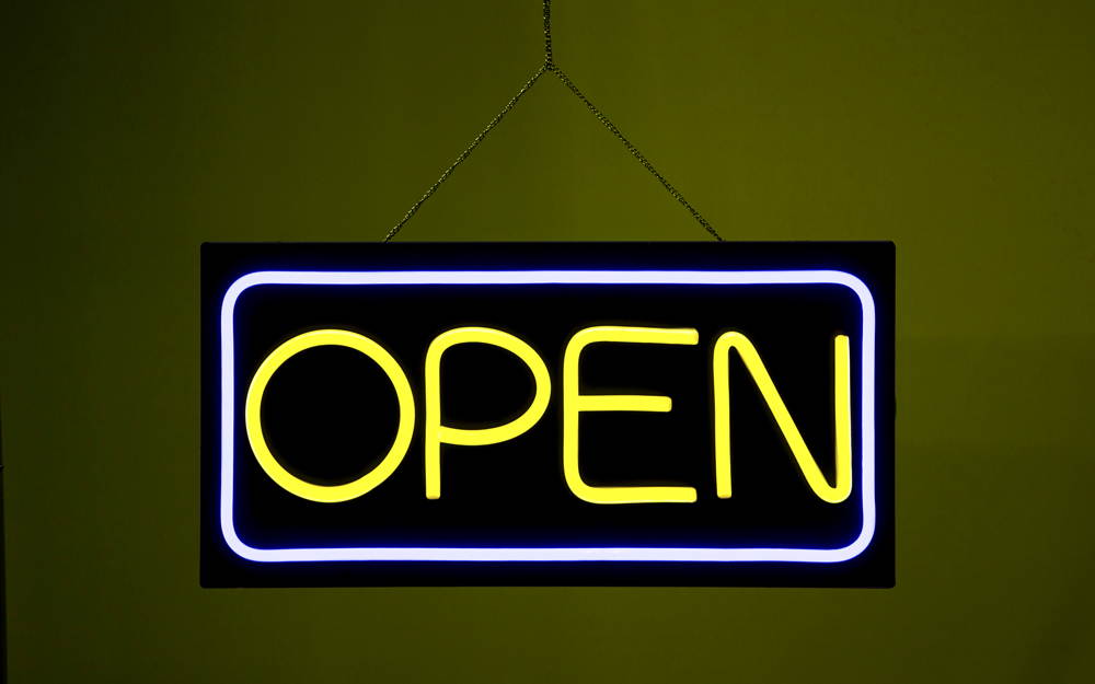 LARGE LED Open Sign With Remote! Very Bright! BD24-6 (24x12) Yellow & Blue