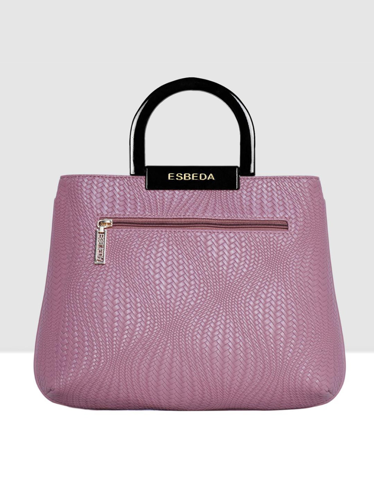 Esbeda Pink Textured Medium Satchel Handbag