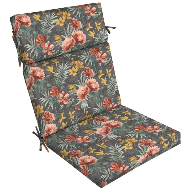 Phoebe Floral Outdoor Dining Chair Cushion Gray - Arden Selections