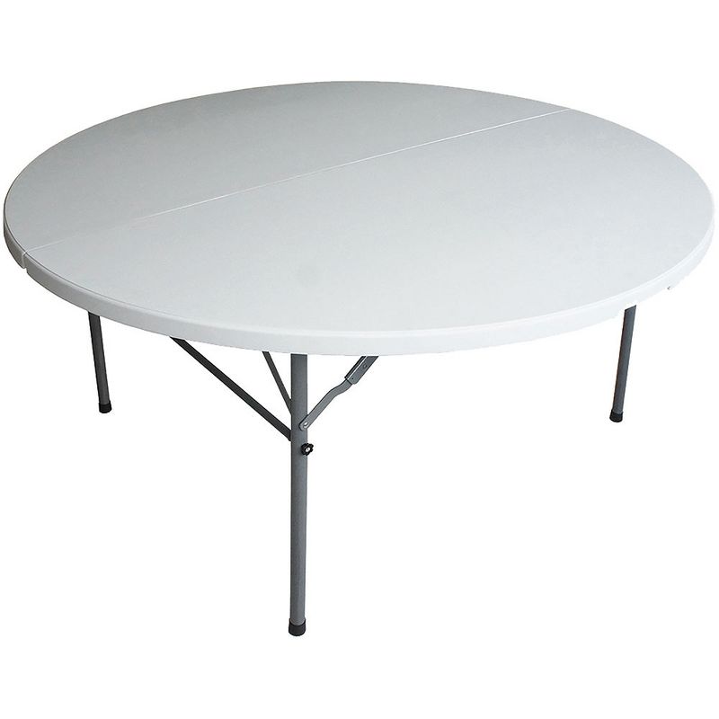 Plastic Development Group TGT823 Outdoor/Indoor 5 Foot Diameter Fold In Half Plastic Resin Round Folding Banquet, Dining, Card Table, White