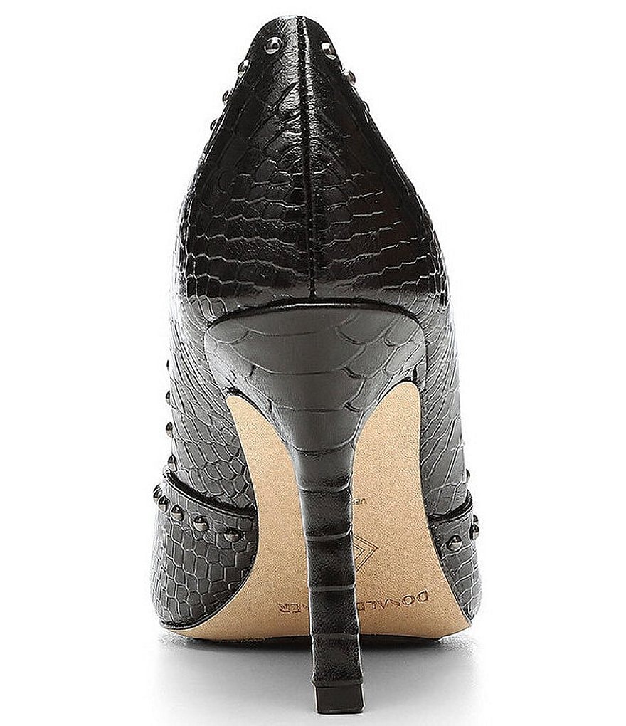 Donald Pliner Pola Snake Embossed Studded Leather Dress Pumps
