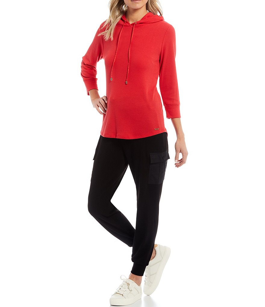 Calvin Klein Round Hem Lightweight Waffle Knit Coordinating Hoodie