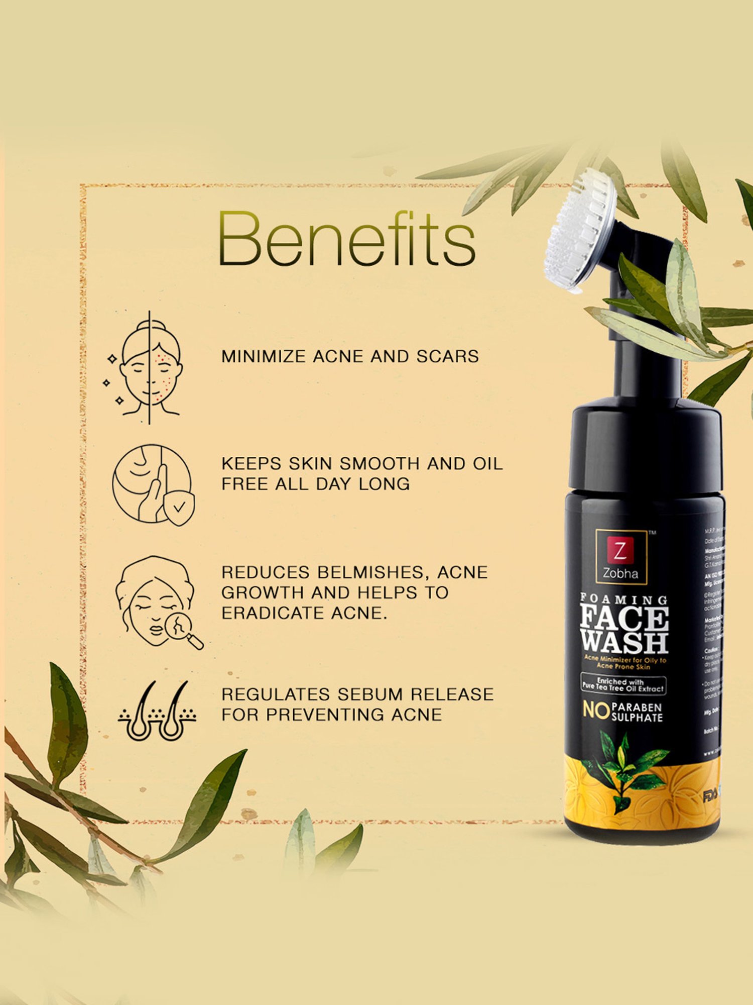 Zobha Tea Tree Foaming Face Wash - 150 ml