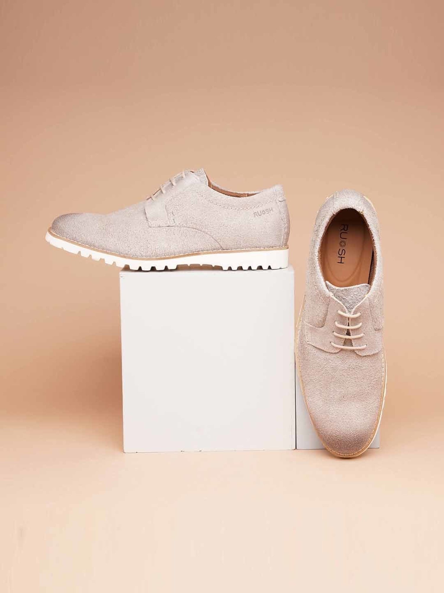 Ruosh Men's Off White Derby Shoes