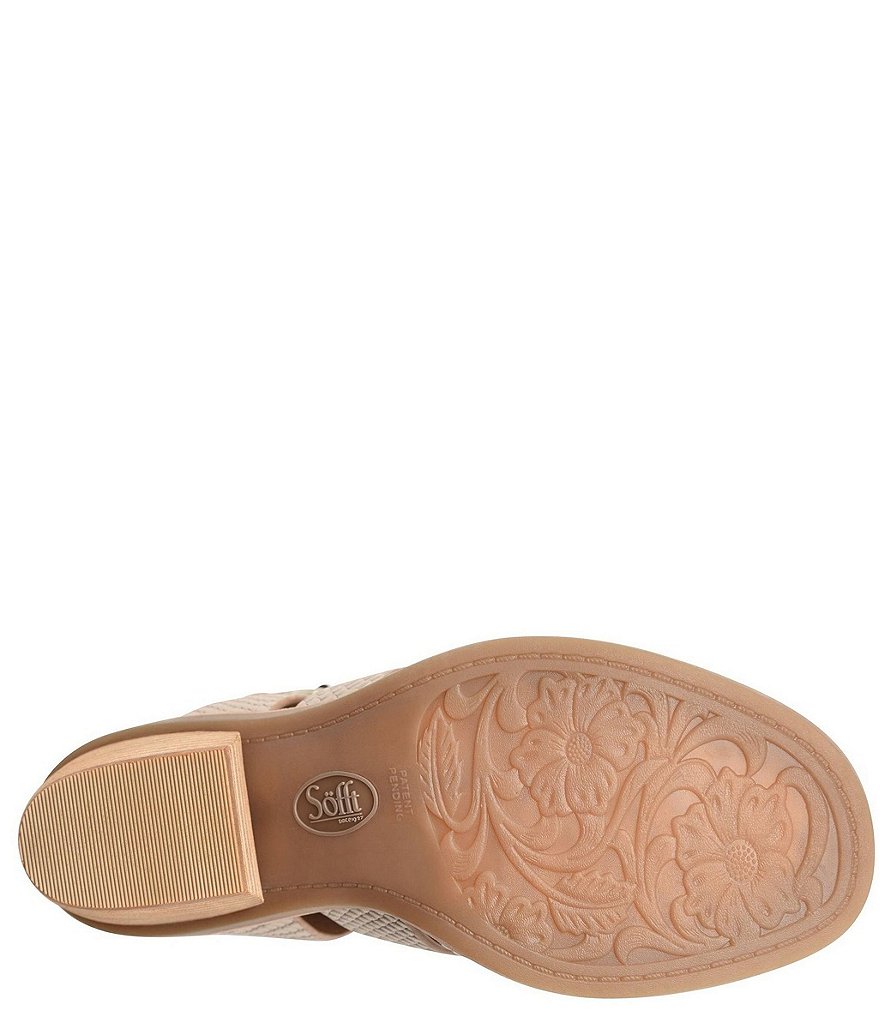 Sofft Pesha Snake Print Leather Block Heel Sandals