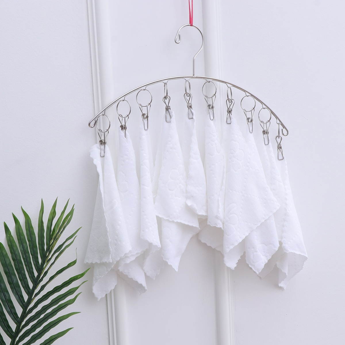2 Pack Stainless Steel Laundry Drying Rack Clothes Hanger with 10 Clips for Drying Socks Towels Diapers Underwear